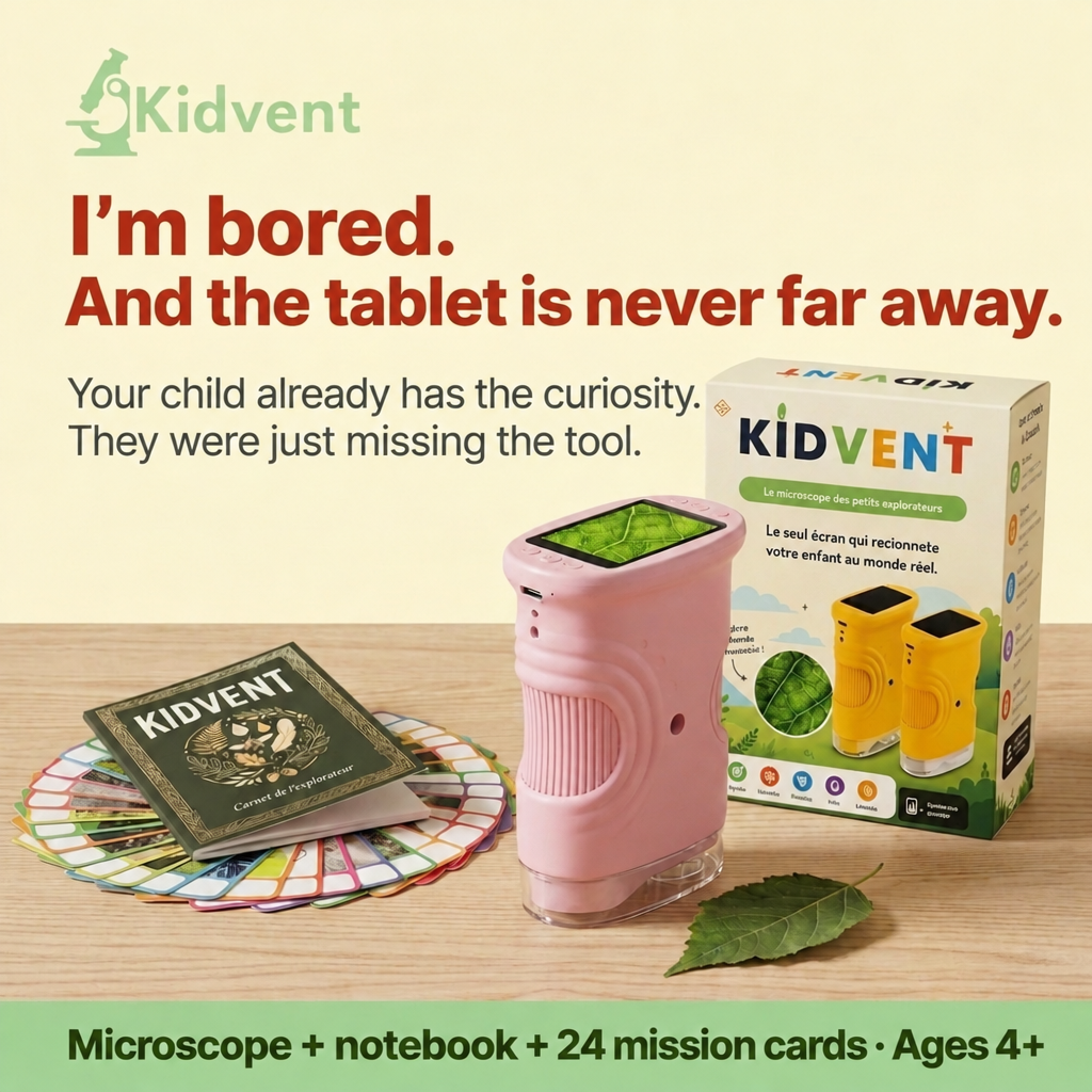 Kidvent Explorer Kit: microscope, notebook and 24 mission cards
